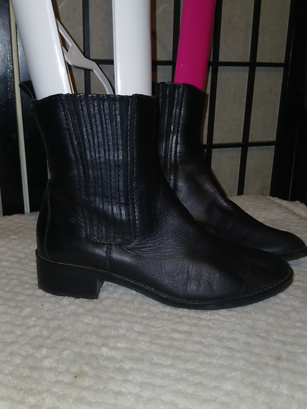 Michael Kors Black Leather Ankle Booties with Low Block Heel